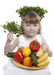 Vegetables and fruit it are a healthy food of children.