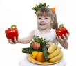Vegetables and fruit it are a healthy food of children.