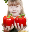 Vegetables and fruit it are a healthy food of children.