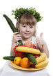 Vegetables and fruit it are a healthy food of children.