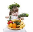 Vegetables and fruit it are a healthy food of children.