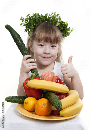 Photo: Vegetables and fruit it are a healthy food of children. Vegetables and fruit it are a healthy food of children.