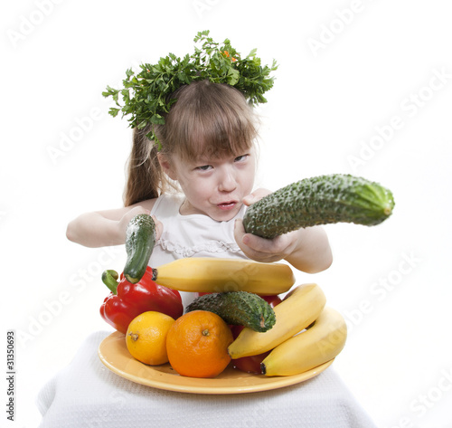 Photo: Vegetables and fruit it are a healthy food of children. Vegetables and fruit it are a healthy food of children.