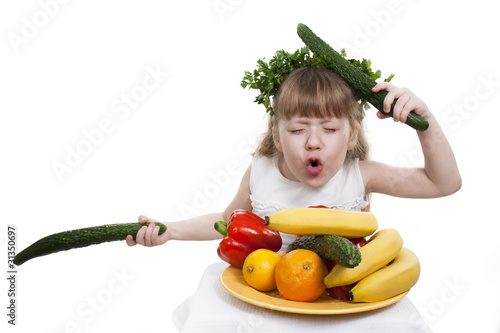 Photo: Vegetables and fruit it are a healthy food of children. Vegetables and fruit it are a healthy food of children.