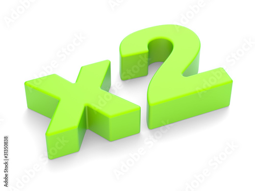 Illustration: 3D an inscription "x2" 3D an inscription "x2"