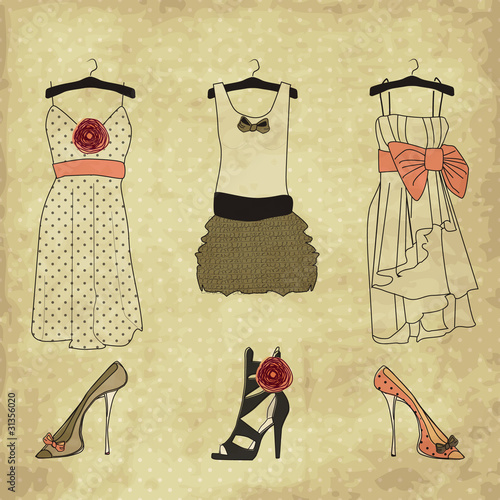 Vintage Fashion Backgrounds on Vintage Fashion Boutique Set  Doodles    Irur  31356020   See