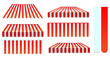 red awnings set isolated on white