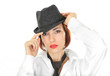 Photo: Beautiful girl in a hat and tie. Beautiful girl in a hat and tie.