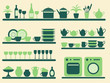 Kitchen wares objects silhouettes set. Vector illustration.