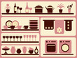 Kitchen ware and home objects set. Vector illustration.