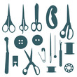 Sewing objects silhouettes set.