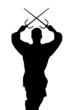 Silhouette: Karate Saigabeln gekreuzt Silhouette: Karate Saigabeln gekreuzt