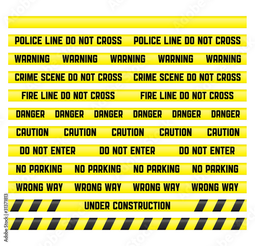 Photo: Police line tapes with a blank isolated Police line tapes with a blank isolated