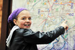 girl with city map navigation panel girl with city map navigation panel