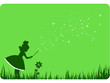 Green fairy and flower. Vector illustration.