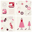 Sewing seamless backgrounds and objects set.