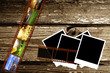 old photos on a wooden background