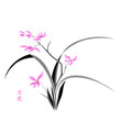 Orchid painting in japanese watercolour style