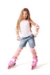 Roller skater child girl on the rollers.