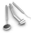 Dental set: mirror, probe and drill