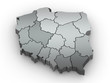 Three-dimensional map of Poland. 3d