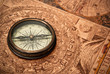 Antique Compass on Map
