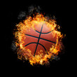 Photo: Basketball on fire isolated on black background Basketball on fire isolated on black background