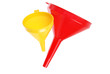 red and yellow plastic funnel on white