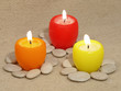 Three multicolored candles.