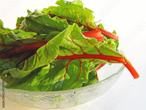 Photo: Bowl of chard with leaf Bowl of chard with leaf