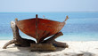 Wooden Boat On Sunny Beach