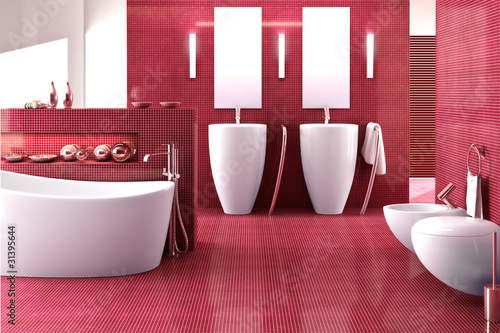 Illustrazione: Badezimmer in rot Badezimmer in rot
