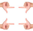 Four aiming hand signs created a frame