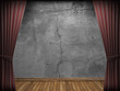 Red velvet curtain opening scene made in 3d