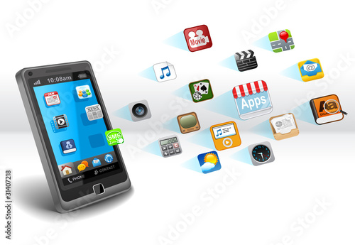 Illustration: Smartphone with apps Smartphone with apps