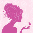 beauty girl silhouette with butterfly beauty girl silhouette with butterfly