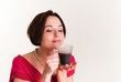 Young woman with a cup of hot drink