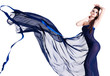 Sexy young girl posing  in blue chiffon