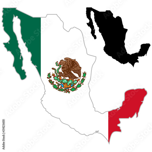 mexico map flag. Zoom Not Available: Vector images scale to any size. Mexico map flag