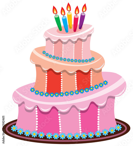 Birthday Cake 9 Candles. vector big irthday cake with