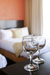 Wineglasses in hotel room