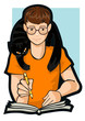 Drawing a boy with a cat