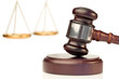 Brown gavel and scale of justice