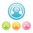 set of 4 colorful headphones signs