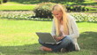 Young woman chatting on her laptop