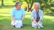 Mature couple doing their stretches