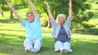 Mature couple doing their stretches