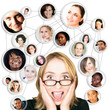 Woman screaming with social network