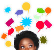thought bubbles and African woman