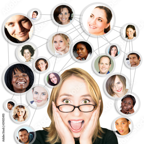 Photo: Woman screaming with social network Woman screaming with social network